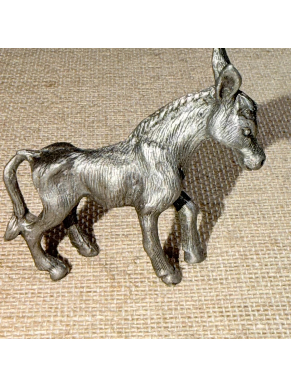 Vintage Pewter Donkey Mule Miniature Figurine Trinket Farm Animal Collectible
